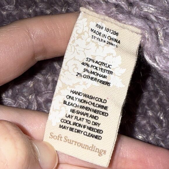 Soft Surroundings Women’s Purple Knit Sweater Gold Detail Size Medium - Picture 5 of 5